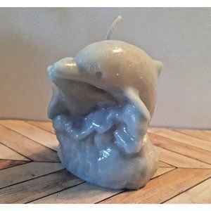 Twin Dolphin Candle Light Blue Never Lit 3.5" Tall
